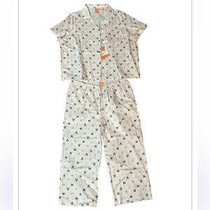Con.Struct Light Pink Cat Foral PJ Set Size:XL NWT